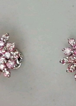 Сережки-пусети з рожевими діамантами 1 карат1 фото