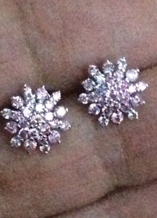 Сережки-пусети з рожевими діамантами 1 карат2 фото