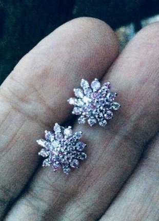 Сережки-пусети з рожевими діамантами 1 карат6 фото