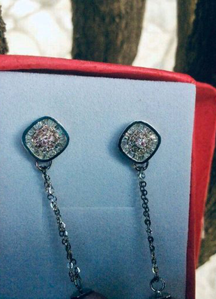 Діамантові сережки 0.60 карат з перловими підвісками3 фото