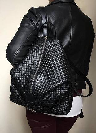 Рюкзак трансформер женский натуральная кожа черный 1769