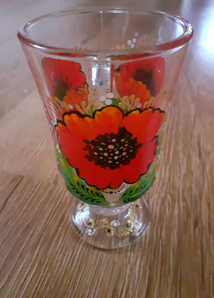 Склянка скляна з петриківським розписом2 фото