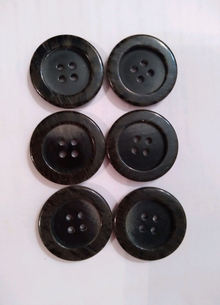 Набір із 6ти гудзиків чорно- сірих, д.27мм, франція.