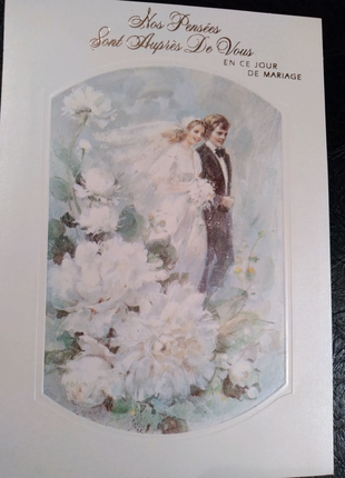 Весільна листівка з конвертом вінтажна, шовк, hallmark, сша1 фото