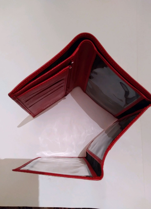 Гаманець шкіряний вінтажний frederic paris червоний 15×10,5см12 фото