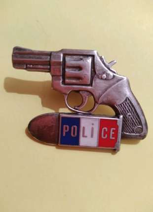 Значок-брошка пін вінтажний "револьвер"police, france