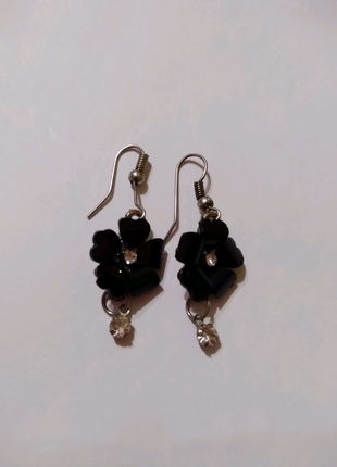 Сережки вінтажні квіточки чорного кольору.2 фото