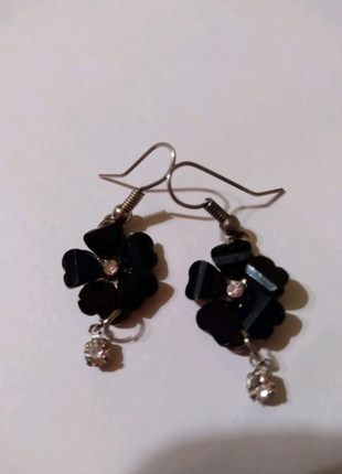 Сережки вінтажні квіточки чорного кольору.7 фото