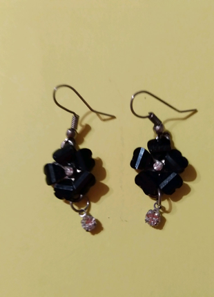 Сережки вінтажні квіточки чорного кольору.9 фото