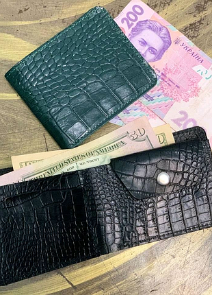 Гаманець класичний з натуральної шкіри crazy horse крокодил