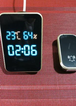 Беспроводной дверной звонок метеостанция кнопка без батареек