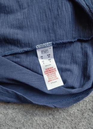 Трикотажная коттоновая блуза футболка с декором из плетеного кружева темно-синего цвета 46-48 размера8 фото