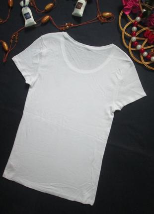 Классная хлопковая стрейчевая базовая белая футболка peacocks3 фото