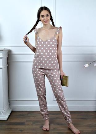 Пижама из натурального льна: топ с крылышками и брюки бананы