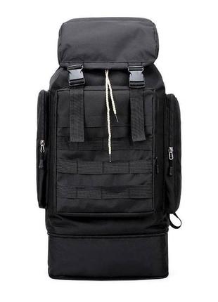 Рюкзак тактический чорний 4в1 70 л + подсумок водонепроницаемый туристический рюкзак. цвет: черный10 фото