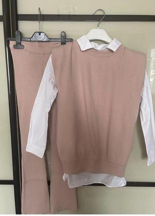 Классная удлиненная белоснежная рубашка р.140 маломерное4 фото