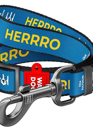 Поводок для собак нейлоновый waudog nylon рисунок "патрон", регулируемый, l-xxl, ш 25 мм, дл 152-183 см