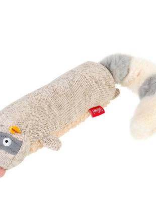 Игрушка для собак енот с пищалкой gigwi plush, текстиль, 17 см