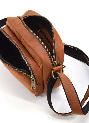 Небольшая мужская сумка через плечо 2 отделения tarwa rb-60125-3md коньячная2 фото
