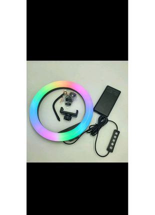 Кільцева світлодіодна лампа rgb led ring mj26 26 см з тримачем1 фото