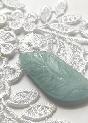 Різьблений аквамарин - кабошон, натуральний ювелірний камінь для створення прикрас 46 ct