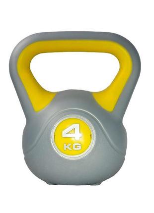 Гиря liveup plastic kettel bell 4 кг grey/yellow