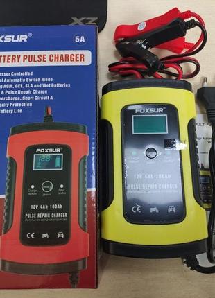 Зарядний пристрій для автомобільного акумулятора foxsur 12v 5а