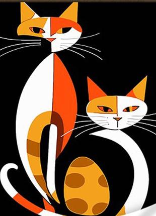 Картина за номерами strateg преміум геометричні коти в стилі сюрреалізму з лаком та з рівнем розміром 30х40 см
