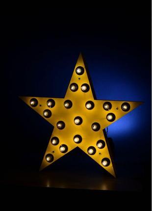 Світна зірка з лампочками wood star