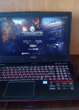 Ігровий ноутбук msi geforce 1060 6gb, 16 gb ddr4, core i7,ssd+hdd