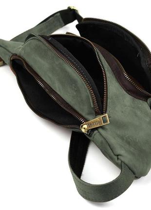 Стильна сумка на пояс бренда tarwa re-3079-3md у зеленому crazy horse3 фото