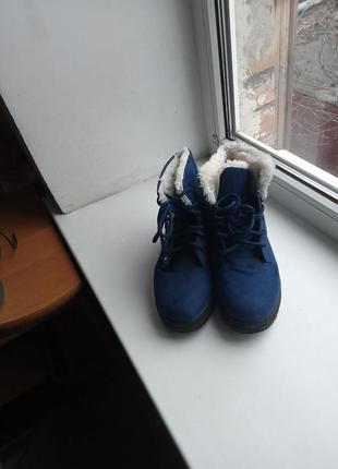 Сині жіночі черевики (37р)2 фото