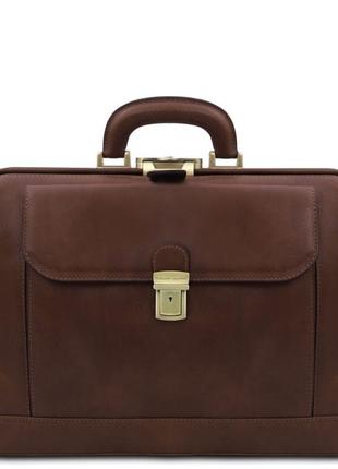 Cаквояж кожаный, сумка доктора leonardo от tuscany tl142342 (темно-коричневый)