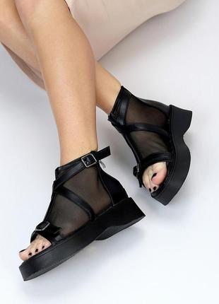Ультра модные летние ботинки люкс цвет базовый черный 40-25,5 см3 фото