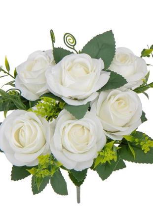 Букет троянд "інес", білий, 30 см3 фото