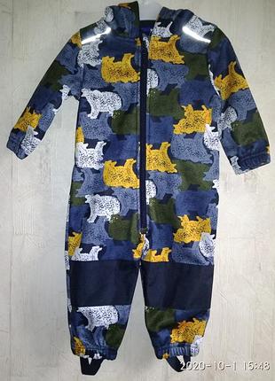 {р.74-80}отличный деми влаго, ветрозащитный комбинезон/термокомбинезон/флис/softshell