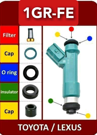 Ремкомплект на 6 инжекторов 1gr-fe toyota 23209-39015, 23209-3907