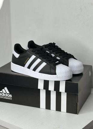 Женские мужские кроссовки 
adidas superstar black/white