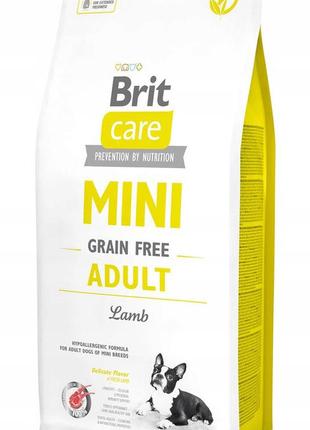 Сухой корм для миниатюрных собак brit care mini grain free adult lamb 7 кг