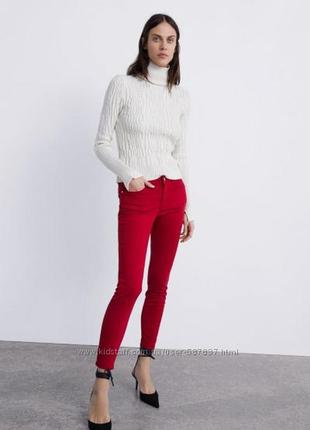 Zara стильные красные джинсы скинни xs-s оригинал