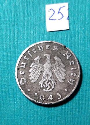 5 пфенігів 1943 року. третій рейх. свастика. оригінал! - 25