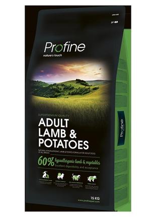 Полнорационный сухой корм для взрослых собак profine dog adult lamb&potatoes 15 кг