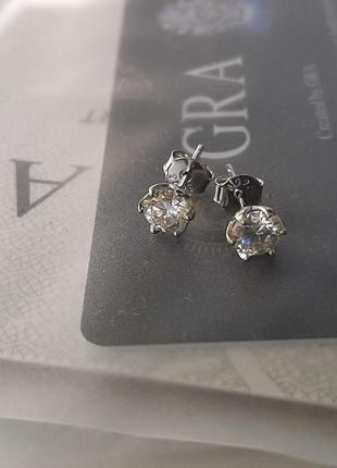 925 sterling silver 0.5ctx2 gra серьги-гвоздики муассанит бриллианты2 фото