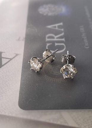 925 sterling silver 0.5ctx2 gra сережки-гвоздики муассаніт діаманти