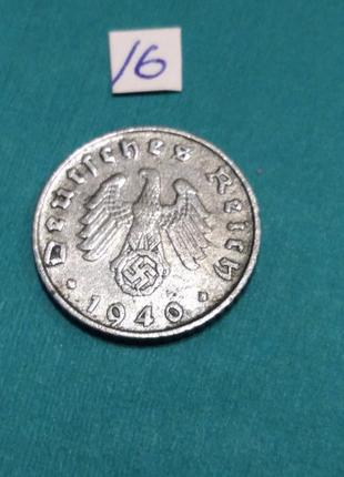 5 пфенігів 1940 року. третій рейх. свастика. оригінал! - 16