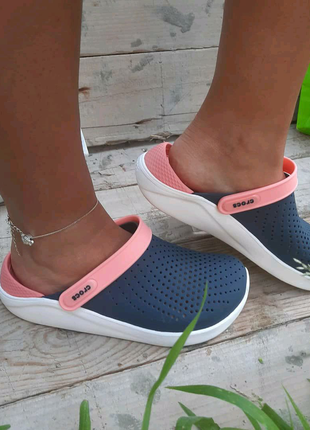 Оригінал crocs lite ride • сірі з персик, крокси,тапки,взуття