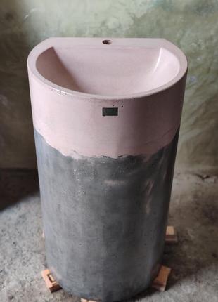 Бетонный умывальник тумба бочка самостоячий розовый серый лофт4 фото