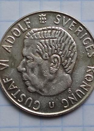 Швеція 1 крона 1966 г, срібло1 фото