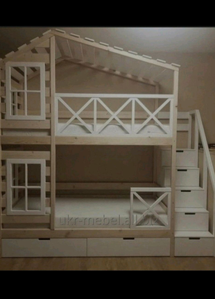 Ліжко двоярусне дерев'яне "николь2 - люкс" ліжко двоповерхов1 фото