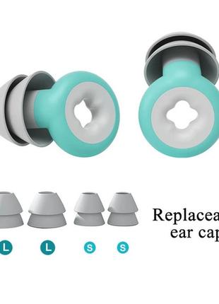 Многоразовые силиконовые беруши 2 пары s/l + контейнер kod53-1. беруши противошумные для полетов от шума